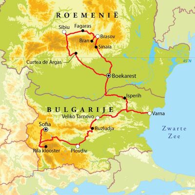 Routekaart Rondreis Bulgarije & Roemenië, 14 dagen Routekaart Rondreis Bulgarije & Roemenië, 14 dagen
