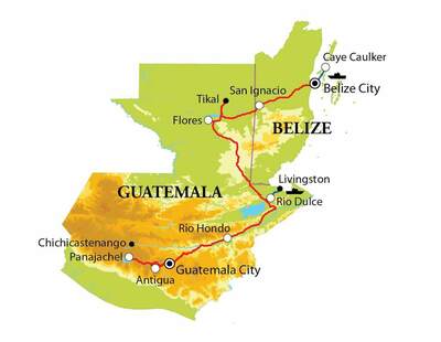 Routekaart Guatemala & Belize, 19 dagen met de kinderen