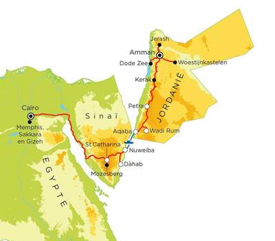 Routekaart Egypte & Jordanië, 17 dagen