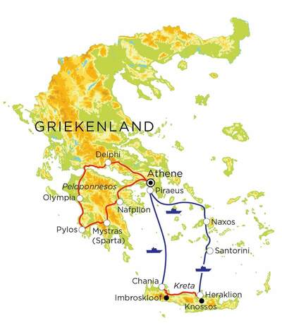 Routekaart Griekenland, 20 dagen